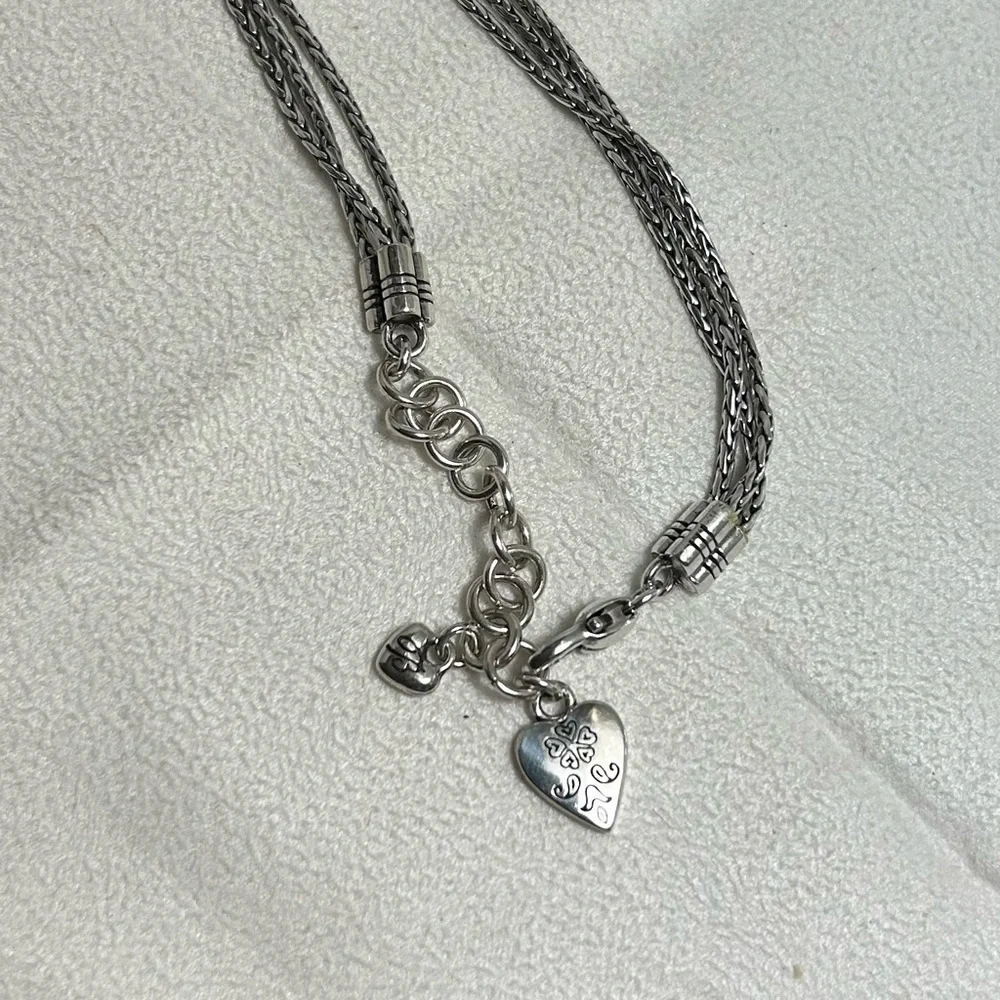 Brighton French Quarter Ophelia Heart Necklace Silver Plated 17” Triple Chain - Picture 16 of 16